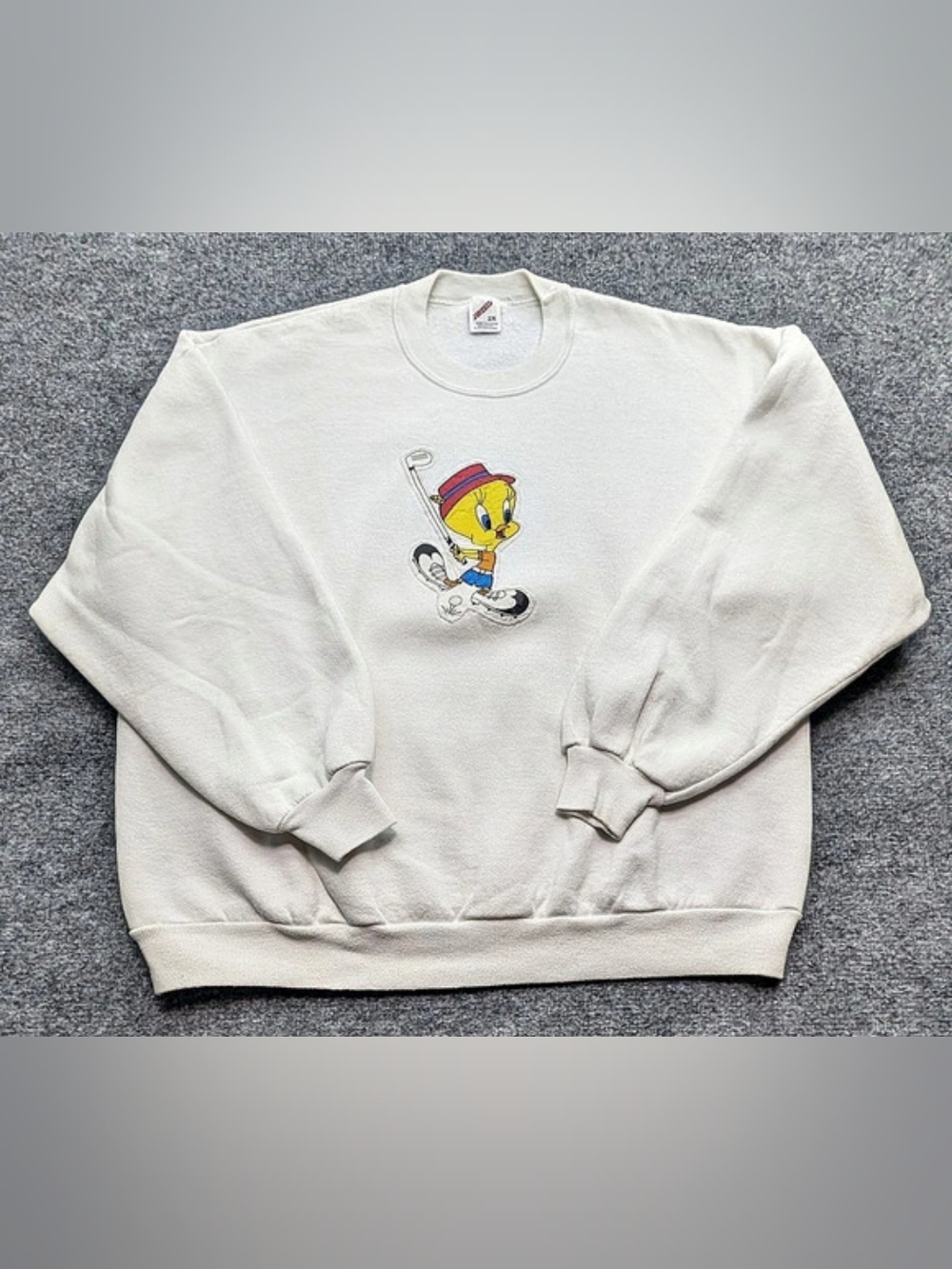 Jerzees Tweety Bird Crew Neck White Sweatshirt Sz 2X Golf Vintage 90s